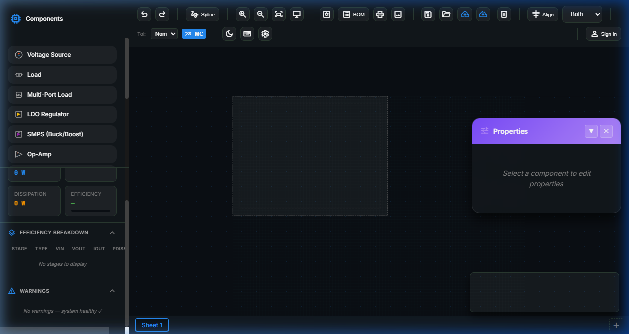 Power analysis dashboard