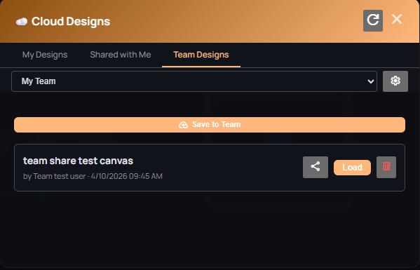 Design sharing modal with permissions and invite controls